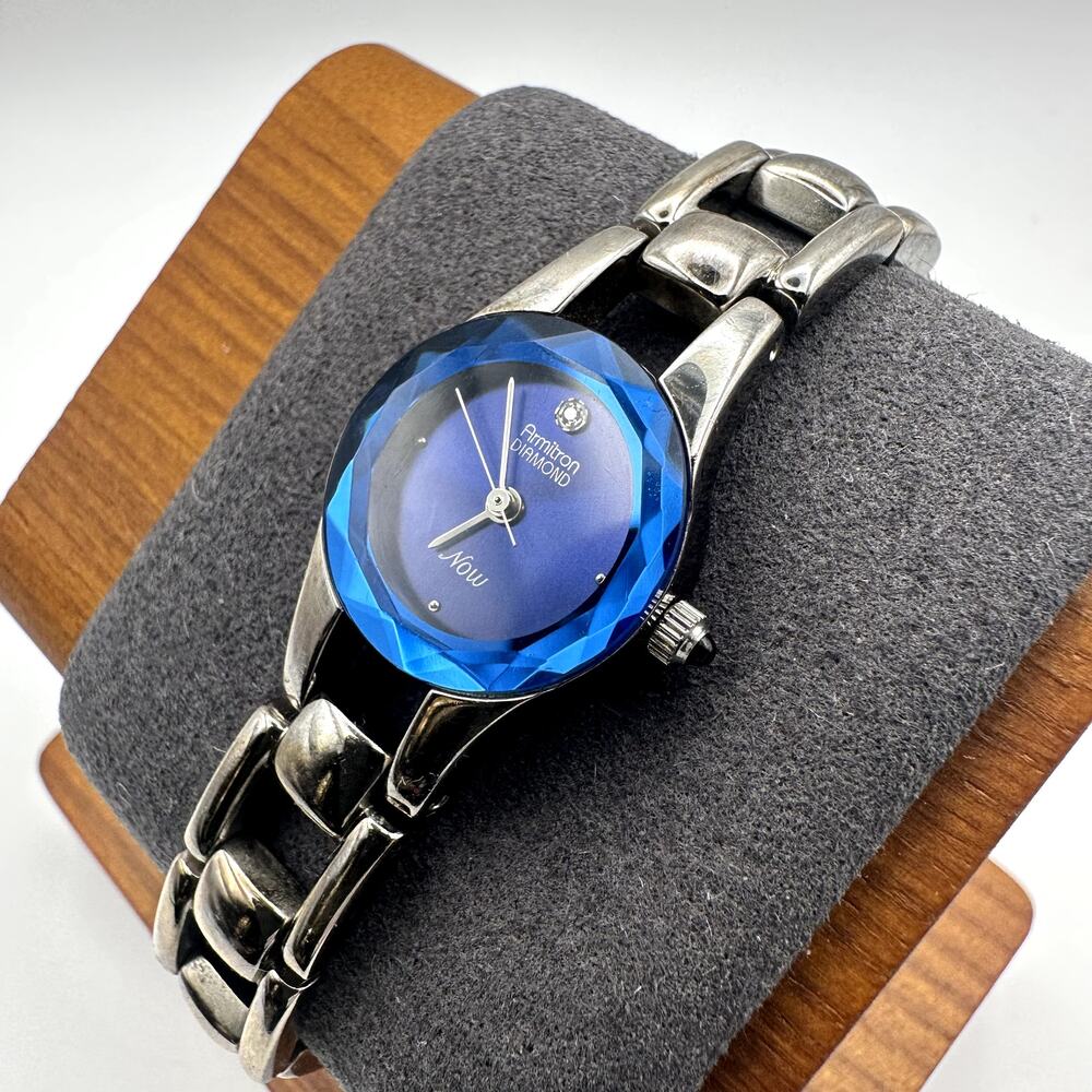 Armitron Diamond Now Women's Blue Dial Silver Tone Quartz Bracelet Watch